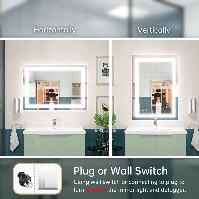 Orren Ellis Adorna Frameless LED Lighted Bathroom / Vanity Mirror with